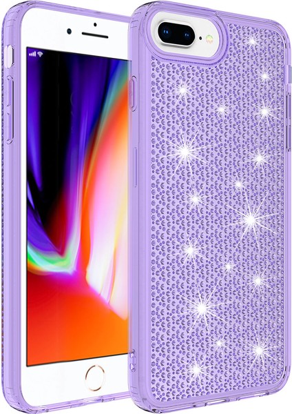 Apple iPhone 8 Plus / 7 Plus Kılıf Köşe Korumalı Darbe Emici Airbagli Parlak Tasarımlı Snow Kapak Mor