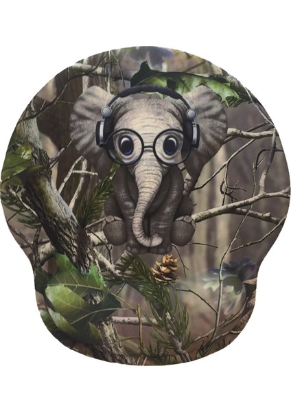 DS104 Kaydırmaz Silikon Tabanlı Fil Baskılı Bilek Destekli Mouse Pad 22X25CM - AL3825