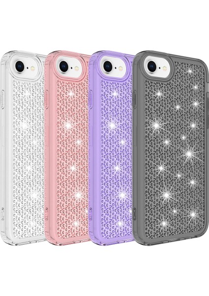 Apple iPhone SE 2022 / SE 2020 / 8 / 7 / 6 Uyumlu Kılıf Köşe Korumalı Darbe Emici Airbagli Parlak Tasarımlı Snow Kapak Pembe fiyatları