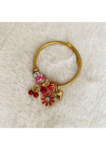 CK Accessories Gold Pandoramodel Çiçekli Charm Kadın Bileklik