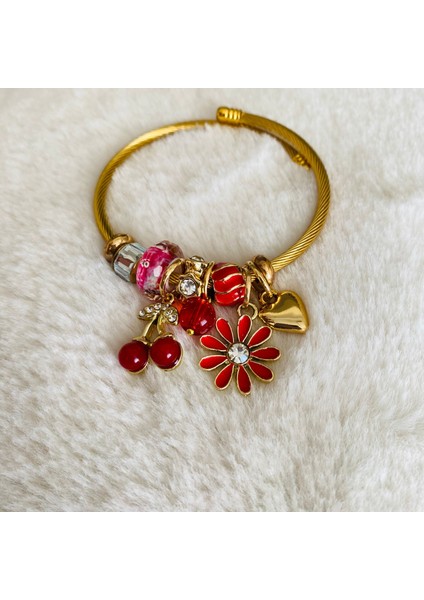 CK Accessories Gold Pandoramodel Çiçekli Charm Kadın Bileklik