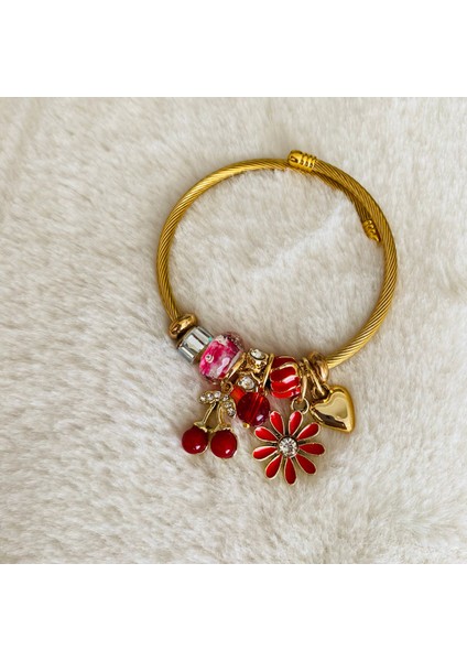 CK Accessories Gold Pandoramodel Çiçekli Charm Kadın Bileklik