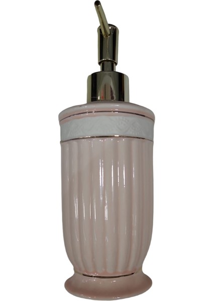 Home Ev Lotion Dispenser Sıvı Sabunluk Pembe Yükseklik 19 cm Üstten 8 cm Alt Taban 6 cm
