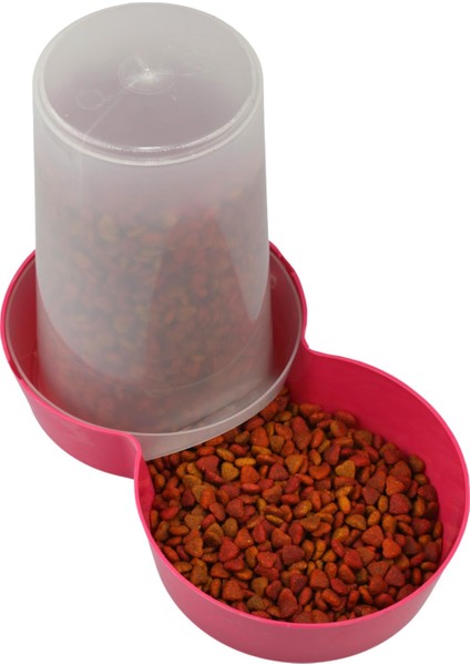 Hazneli Plastik Kedi-Köpek Mama ve Su Kabı 1,5 Lt Yuvarlak Fuşya modelleri