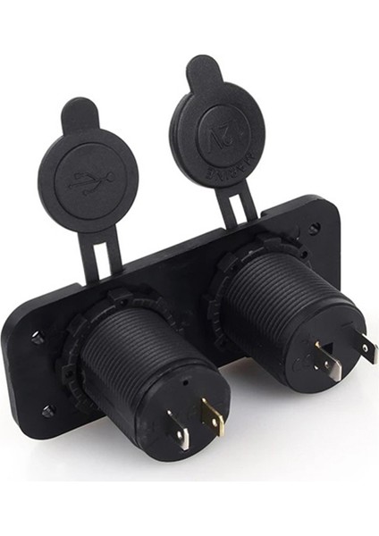 Marine Şarj + Şarj Soketi Plastik Çerçeveli 12-24V