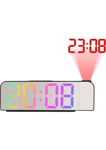 Gökkuşağı Projeksiyon Alarm Masa Saati Dereceli