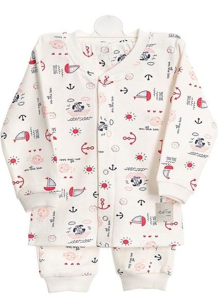 Denizci Desen %100 Pamuk Bebek Alt-Üst Pijama Takımı