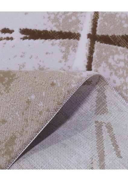 Ipek Mekik Halı Lapena Kahve Ekru Modern Desenli Halı