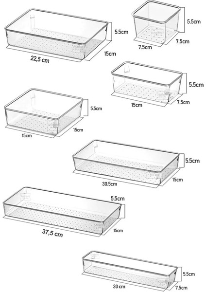 7 Parça Şeffaf Tasarım Modüler Saklama Kabı - Çekmece Içi Düzenleyici, Banyo Makyaj Takı Organizeri indirimleri