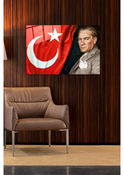 Türk Bayrağı ve Atatürk Cam Tablo, Dekoratif Cam Tablo