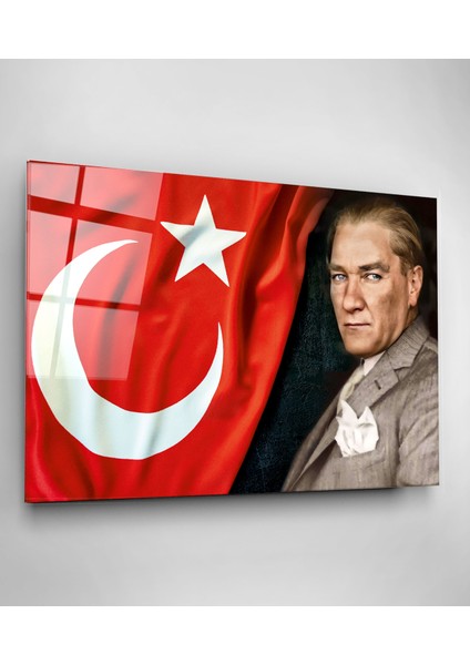 Türk Bayrağı ve Atatürk Cam Tablo, Dekoratif Cam Tablo fiyatları
