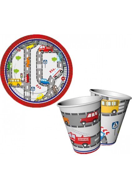 Trafik Karton Tabak Bardak 8 Li