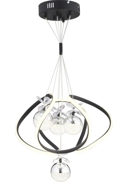 Balca 4'lü Siyah Krom 3 Renkli 84 Watt Ledli Kelebek Led Avize Top Avize Modern Oturma Odası, Koridor, Salon Led Avize