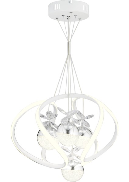 Balca 4'lü Beyaz Krom 3 Renkli 84 Watt Ledli Kelebek Led Avize Top Avize Modern Oturma Odası, Koridor, Salon Led Avize fiyatları