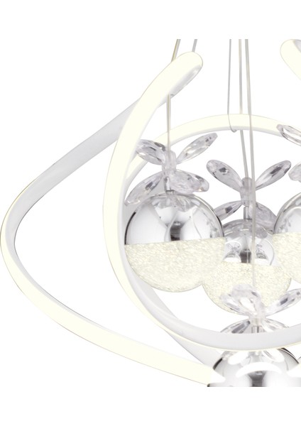 Balca 4'lü Beyaz Krom 3 Renkli 84 Watt Ledli Kelebek Led Avize Top Avize Modern Oturma Odası, Koridor, Salon Led Avize fırsatları