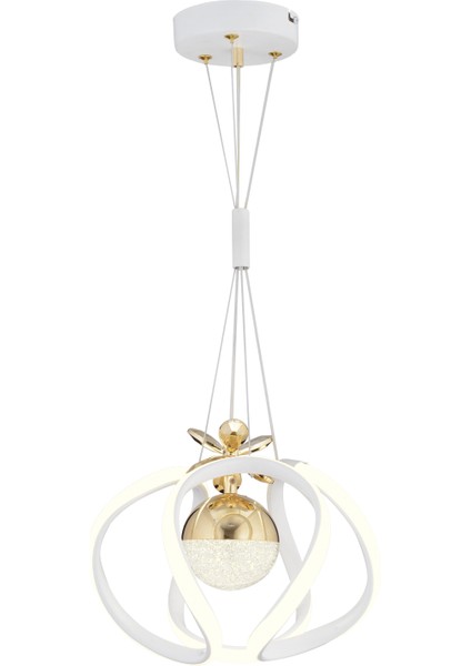 Pelin Tekli Beyaz Gold Ledi Modern Oturma Odası, Koridor, Salon LED Avize fiyatları