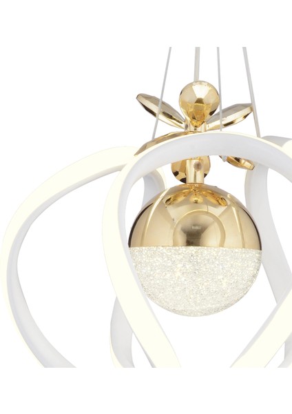 Pelin Tekli Beyaz Gold Ledi Modern Oturma Odası, Koridor, Salon LED Avize fırsatları