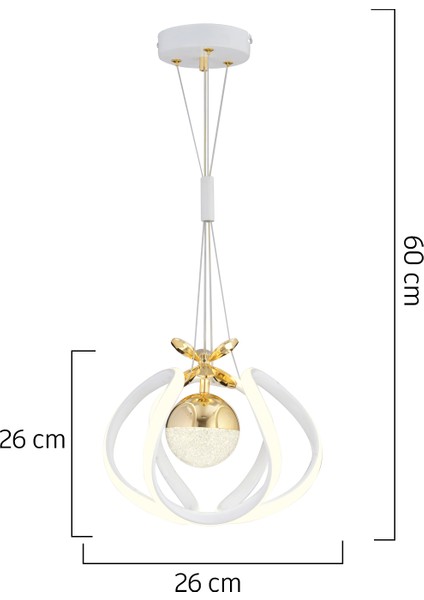 Pelin Tekli Beyaz Gold Ledi Modern Oturma Odası, Koridor, Salon LED Avize indirimleri