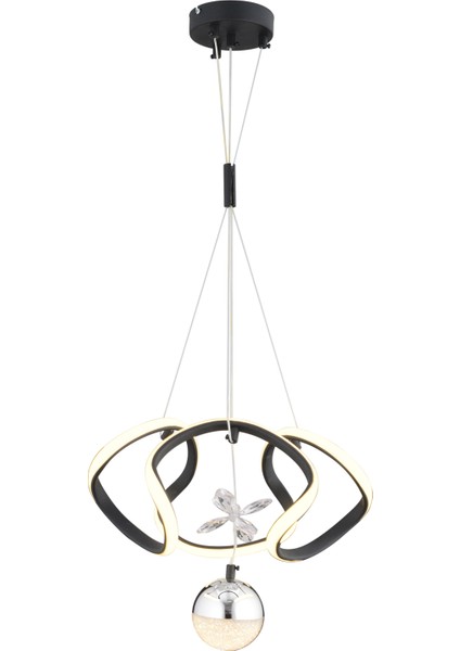 Leroy Tekli Siyah Krom Ledi Modern Oturma Odası, Koridor, Salon LED Avize fiyatları