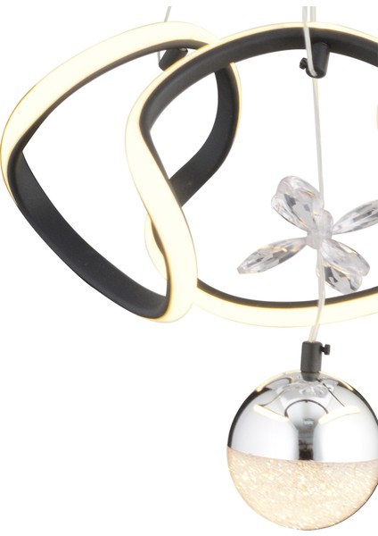 Leroy Tekli Siyah Krom Ledi Modern Oturma Odası, Koridor, Salon LED Avize fırsatları