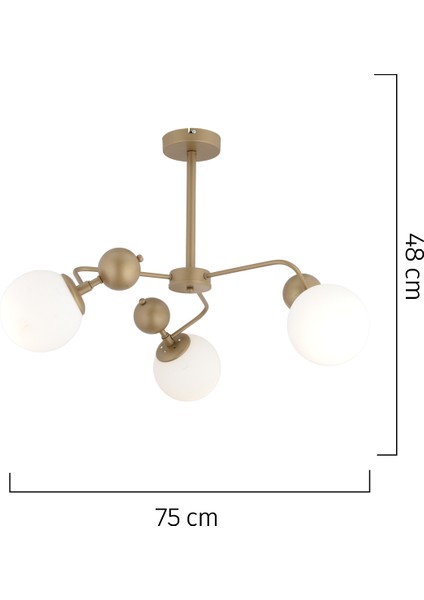 Florit 3'lü Eskitme Beyaz Camlı Modern Mutfak Yatak Odası Salon Avize