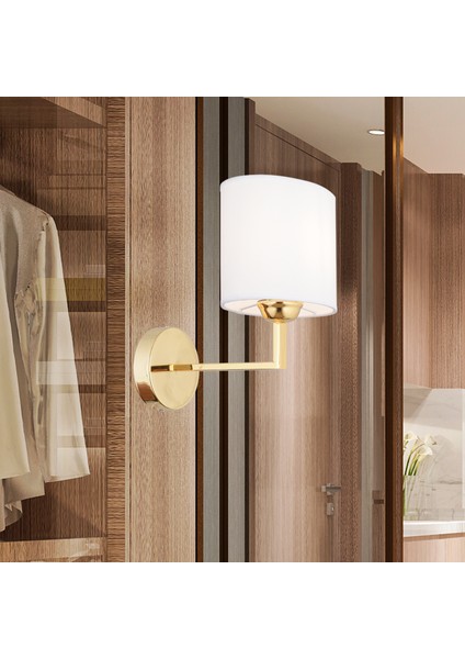 Zadie Tekli Beyaz Şapkalı Gold Duvar Lambası Yatak Odası-Yatak Başı-Banyo Için Modern Aplik