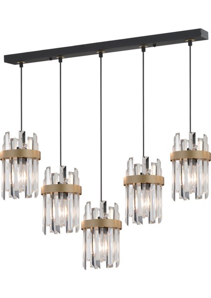 Apatit 5'li Sıralı Siyah Eskitme Kristal Taşlı Modern Koridor Yatak Odası Salon Kristalli Avize modelleri