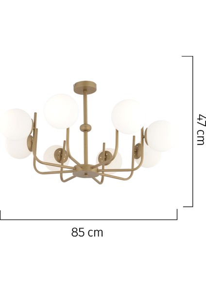 Lowel 8'li Eskitme Beyaz Camlı Modern Koridor Yatak Odası Salon Avize