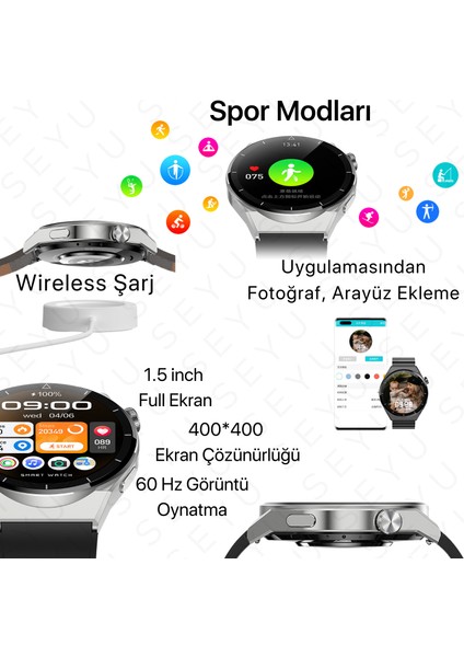 SEYUWATCH Watch 3 Max Wear Akıllı Saat Tüm Telefonlara Uyumlu Akıllı Saat