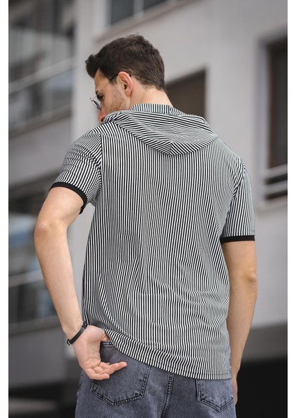 Gard Çizgili Slim Fit Kapüşonlu Erkek Tshirt fırsatları