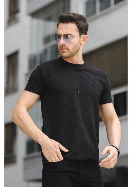 Caster Ottoman Kumaş Basic Slim Fit Likralı Erkek Tshirt