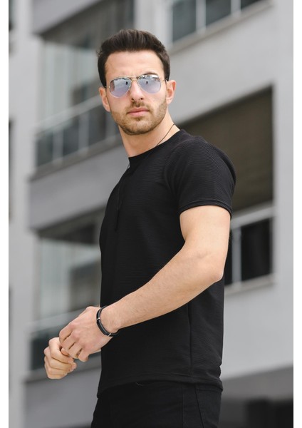 Caster Ottoman Kumaş Basic Slim Fit Likralı Erkek Tshirt modelleri