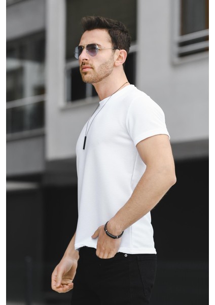 Caster Ottoman Kumaş Basic Slim Fit Likralı Erkek Tshirt