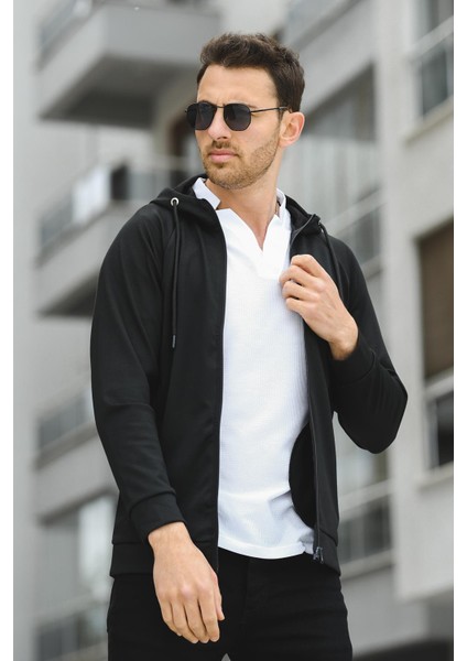 Yveh Micro Interlok Kapüşonlu Fermuarlı Hırka Sweatshirt fırsatları