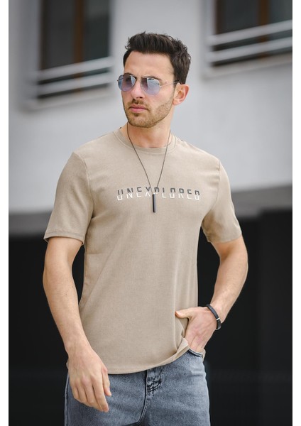 Unexplored Baskılı Comfort Fit Bisiklet Yaka Likralı Erkek Tshirt fiyatları