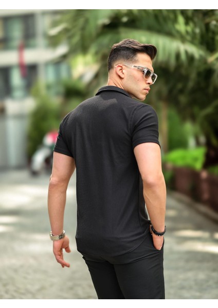 Fitilli Fit Gömlek - Siyah modelleri