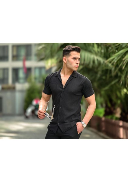 Fitilli Fit Gömlek - Siyah indirimleri