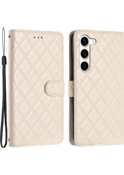Samsung Galaxy S23 Bilek Strap Telefon Kılıfı Dikiş Hattı Rhombus Cüzdan Stand Cep Telefonu Kapağı (Yurt Dışından) fiyatları
