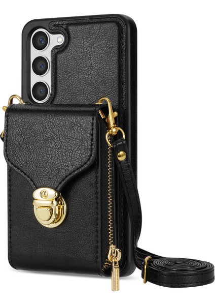 Samsung Galaxy S23 Pu Deri + Tpu Koruyucu Kılıf Fermuar Kart Tutucu Kickstand Telefon Kapağı (Yurt Dışından)