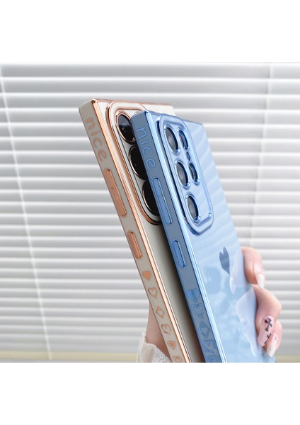 Samsung Galaxy S23 Ultra Love Heart 6d Kaplama Telefon Kapağı Yumuşak Tpu Kamera Koruma Kılıfı (Yurt Dışından)