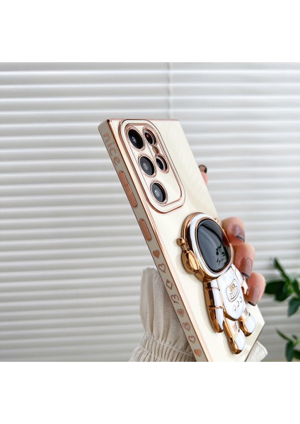Samsung Galaxy S23 Ultra Astronot Kickstand Elektroplum Tpu Telefon Kılıfı Çizgiye Döküm Anti Geri Kapak (Yurt Dışından) indirimleri