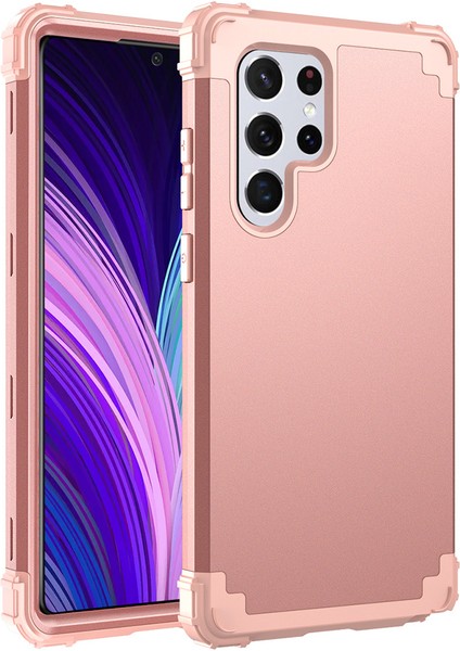 Samsung Galaxy S23 Ultra Sert Plastik+Silikon Telefon Kasası Şok Geçirmez Cep Telefonu Kapağı (Yurt Dışından)