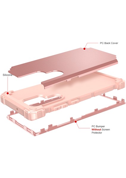 Samsung Galaxy S23 Ultra Sert Plastik+Silikon Telefon Kasası Şok Geçirmez Cep Telefonu Kapağı (Yurt Dışından) fiyatları