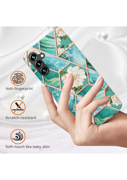 Samsung Galaxy A14 5g Mermer Çiçek Desen Imd Iml Tpu Telefon Kılıf Anti-Drop Elektrapılaşma Çerçevesi Arka Kapak (Yurt Dışından)