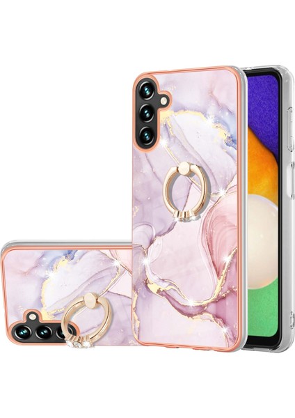 Samsung Galaxy A14 5g Yüzük Kickstand Imd Mermer Desen Telefon Kılıfı Anti-Çizelge Elektro-Çizelge Tpu Kapak (Yurt Dışından)