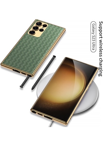 Samsung Galaxy S23 Ultra Elektrokaplama Çerçevesi Telefon Kılıfı Dokuma Doku Deri Kaplamalı Pc + Tpu Kapak (Yurt Dışından) indirimleri
