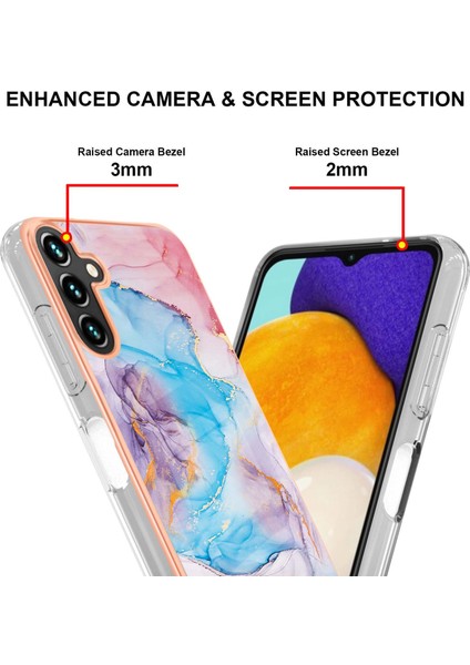 Samsung Galaxy A14 5g Mermer Çiçek Desen Imd Iml Tpu Telefon Kılıf Anti-Drop Elektrapılaşma Çerçevesi Arka Kapak (Yurt Dışından)