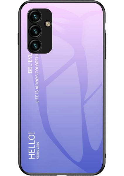 Samsung Galaxy A14 5g Gradyan Renk Şok Geçirmez Telefon Kılıfı Temperlenmiş Cam Sert Pc+Yumuşak Tpu Hibrid Kapak (Yurt Dışından)