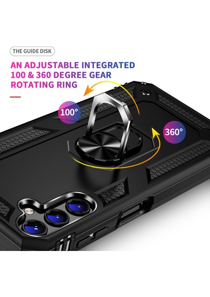 Samsung Galaxy A14 5g Askeri Sınıf Şok Geçirmez Telefon Vaka Yüzüğü Kickstand Tasarım Pc + Tpu Damla Geçirmez Kapak (Yurt Dışından) fiyatları