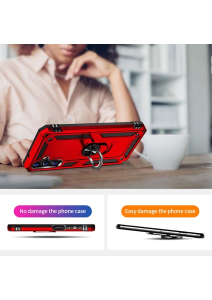 Samsung Galaxy A14 5g Askeri Sınıf Şok Geçirmez Telefon Vaka Yüzüğü Kickstand Tasarım Pc + Tpu Damla Geçirmez Kapak (Yurt Dışından) indirimleri